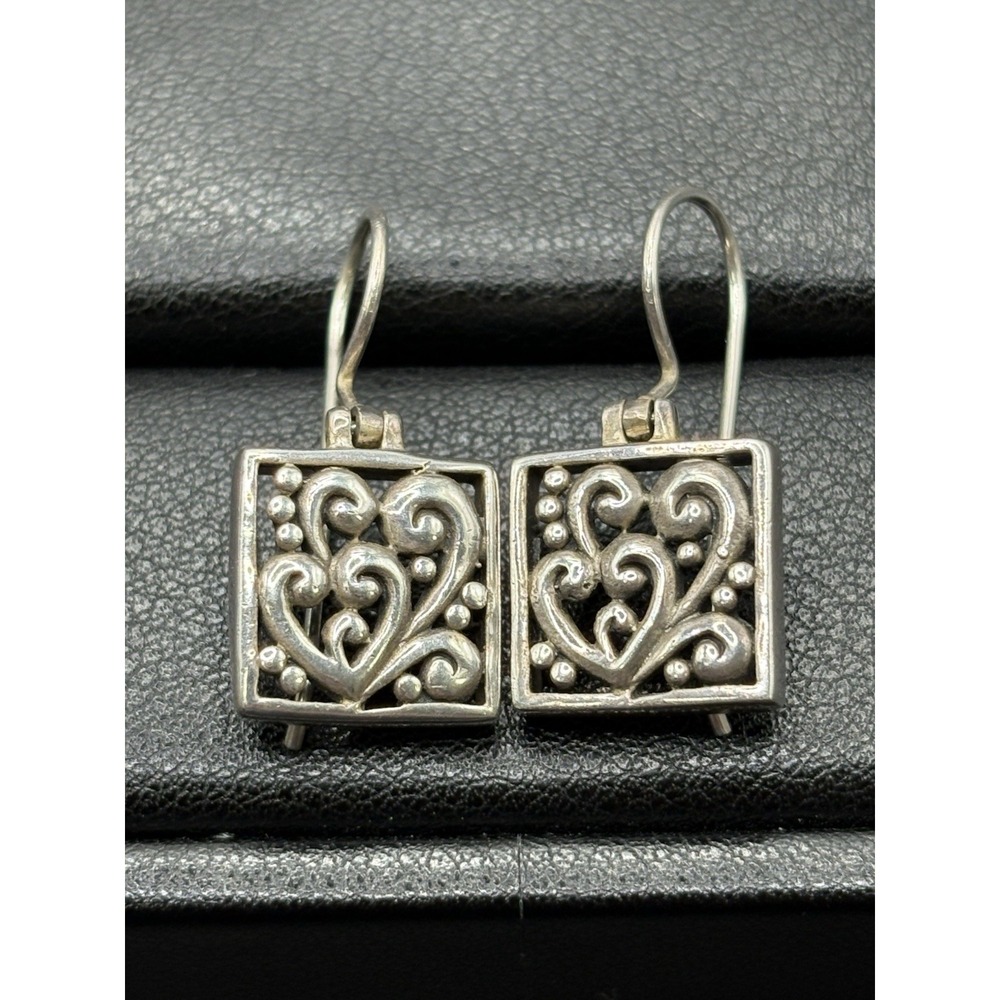 Vintage Sterling Silver Scroll Dangle Earrings 925 5.9 Grams G2